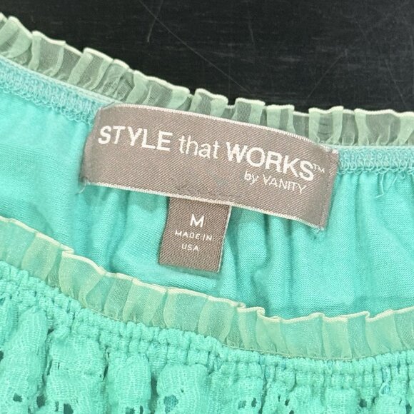 Y2K Babydoll Cap Ruffle Sleeve Aquamarine Blue Gilmore Girls Top Womens Small - Picture 7 of 11